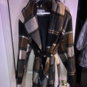 Chicwish Brown and Black Trench Coat with Belted Waist